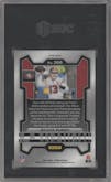Brock Purdy from the 2023 Panini Prizm set featuring a Red/White/Blue parallel graded by SGC and given an overall grade of 10.