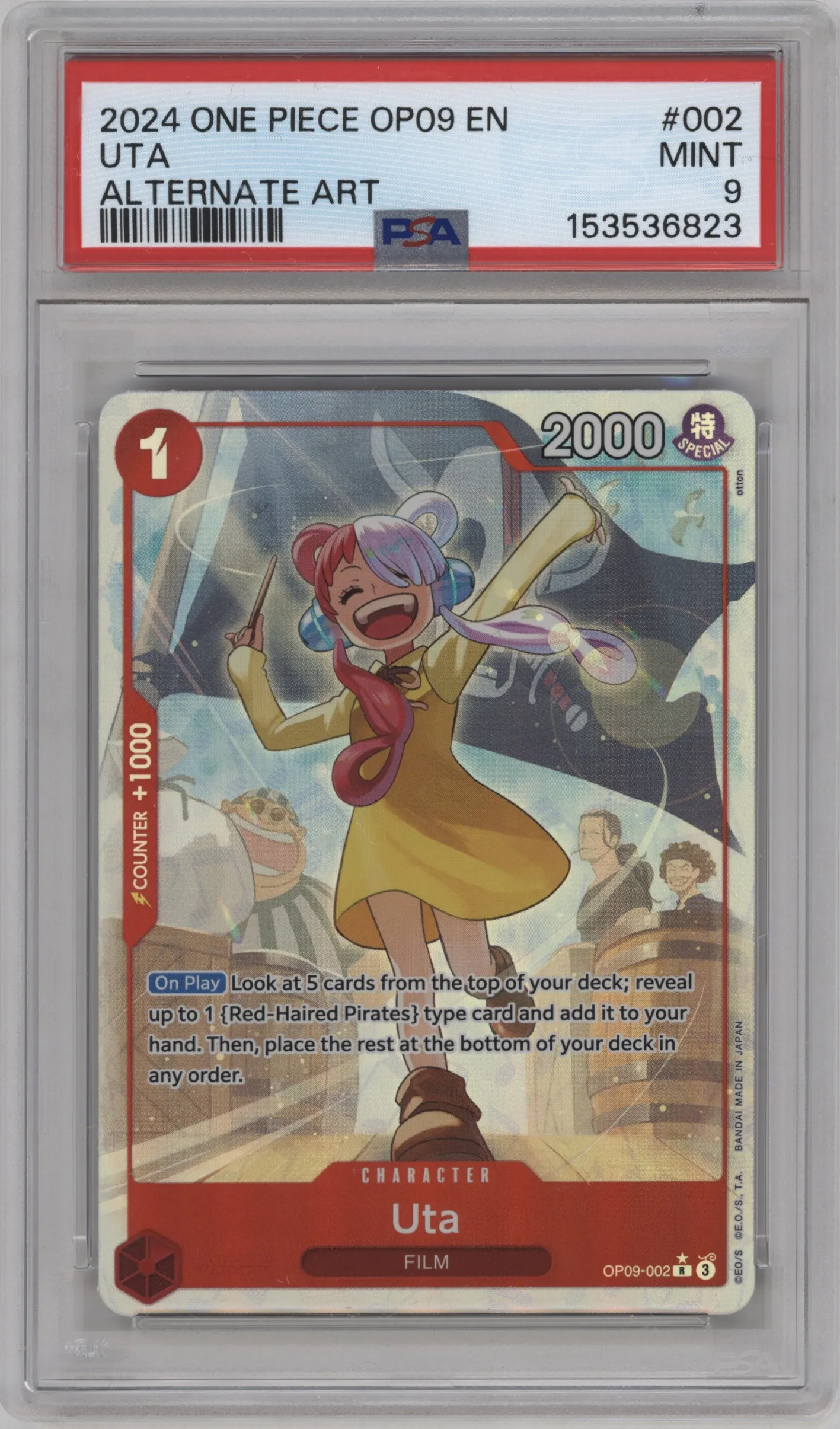 2024 One Piece Emperors in the New World Uta Alternate Art R #OP09-002 R PSA 9