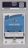 Lamar Jackson from the 2018 Panini Donruss set graded by PSA and given an overall grade of 10.