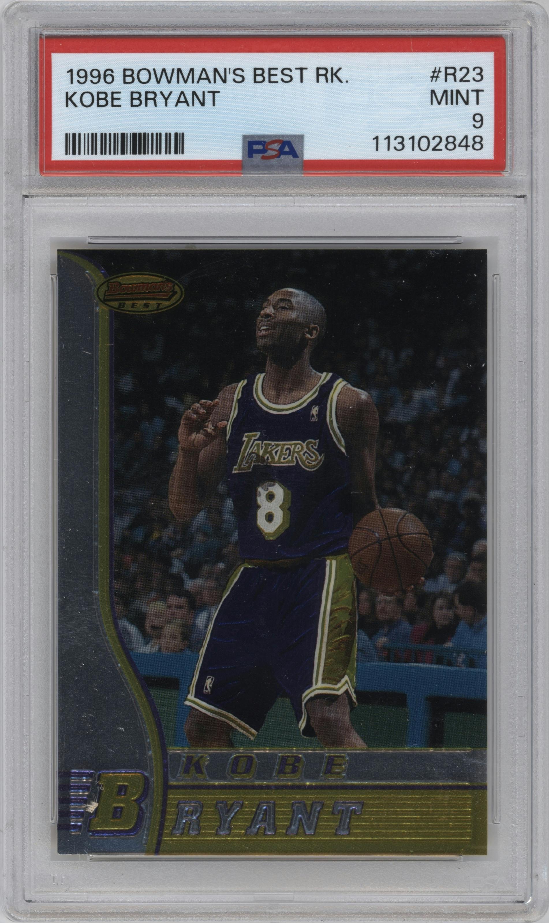 Kobe Bryant from the 1996-97 Bowman’s Best  set graded by PSA and given an overall grade of 9.