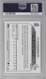 Julio Rodriguez from the 2022 Topps Update  set graded by PSA and given an overall grade of 10.