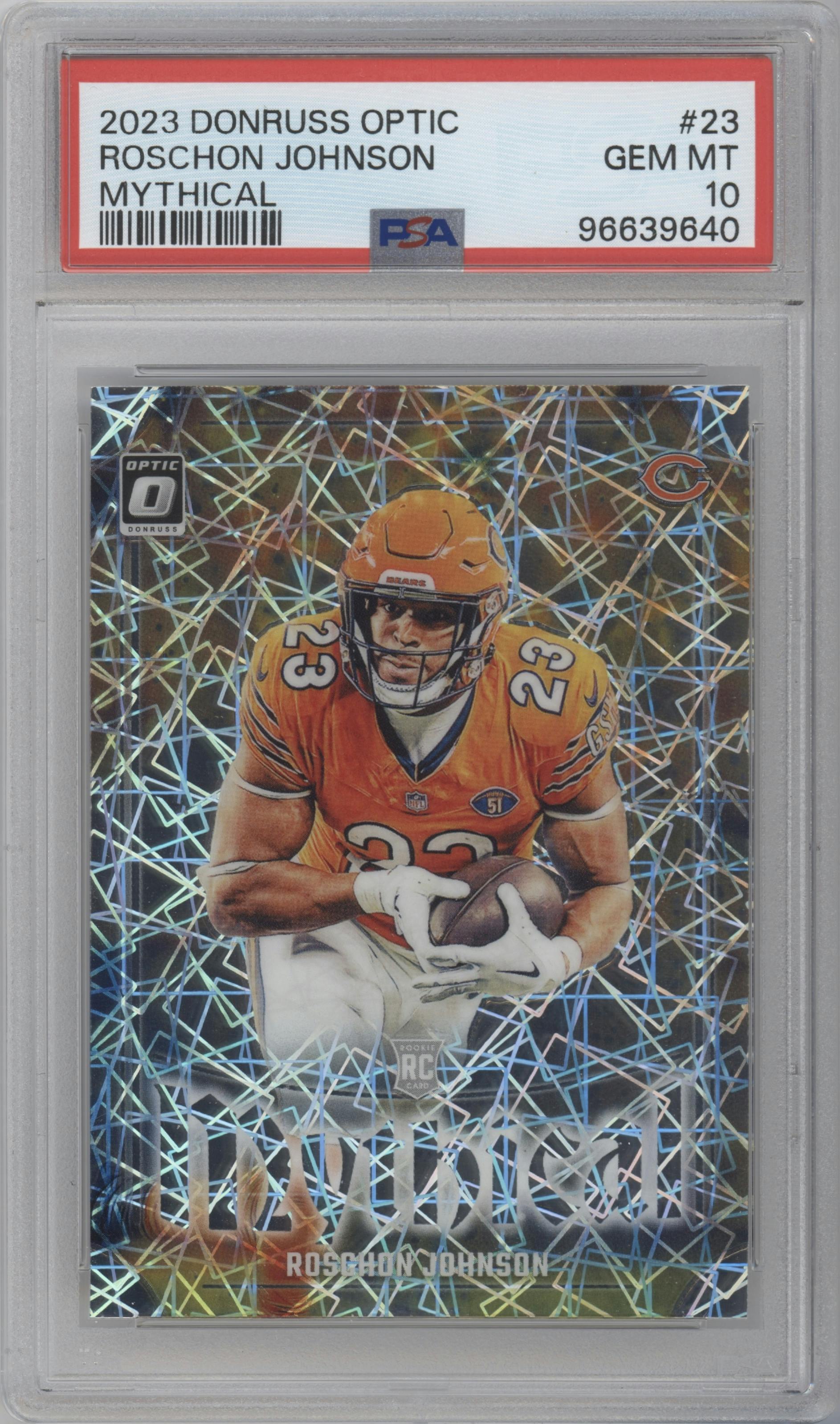Roschon Johnson from the 2023 Donruss Optic set graded by PSA and given an overall grade of 10.
