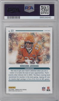 Roschon Johnson from the 2023 Donruss Optic set graded by PSA and given an overall grade of 10.