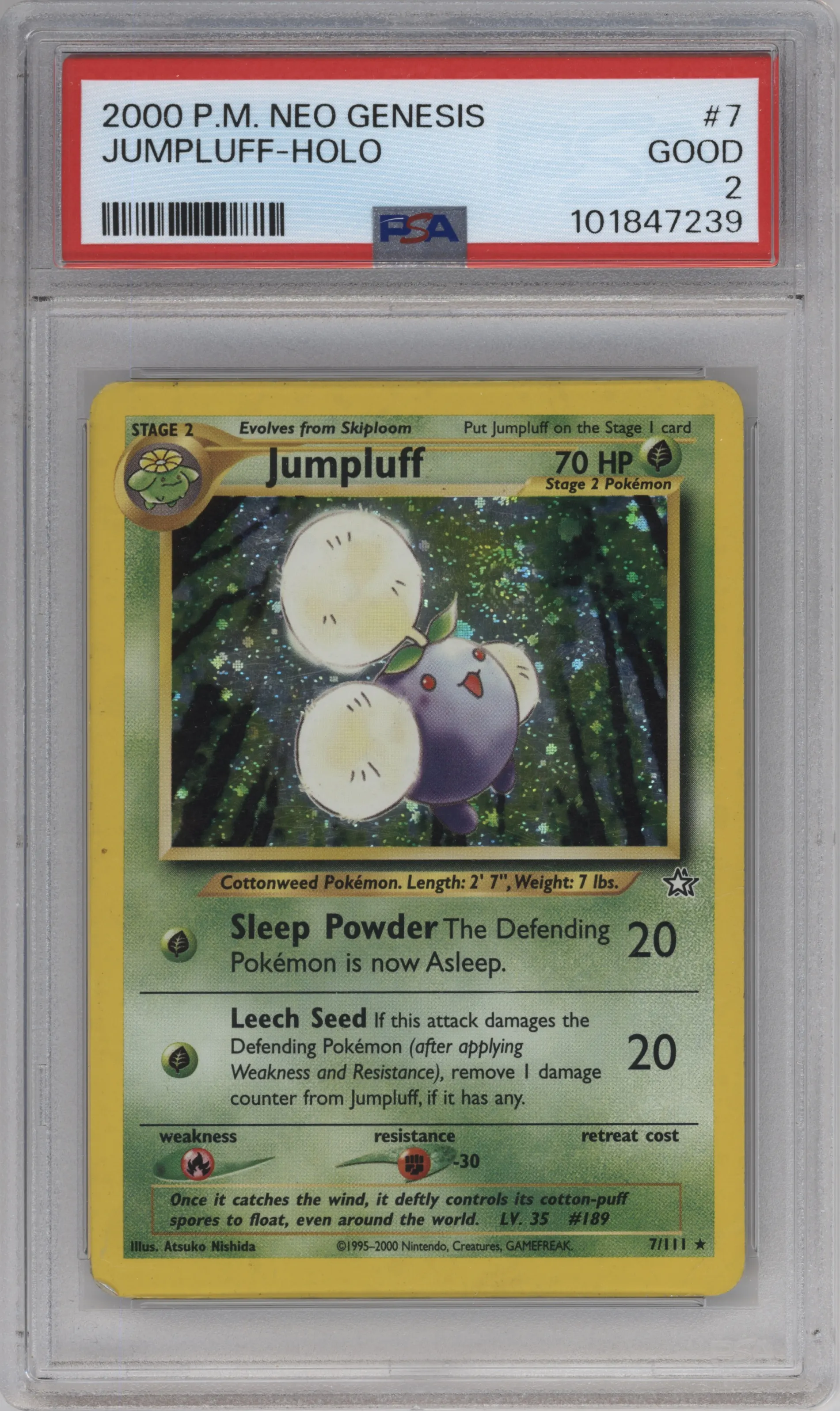 2000 Pokemon Neo Genesis Jumpluff #7 PSA 2