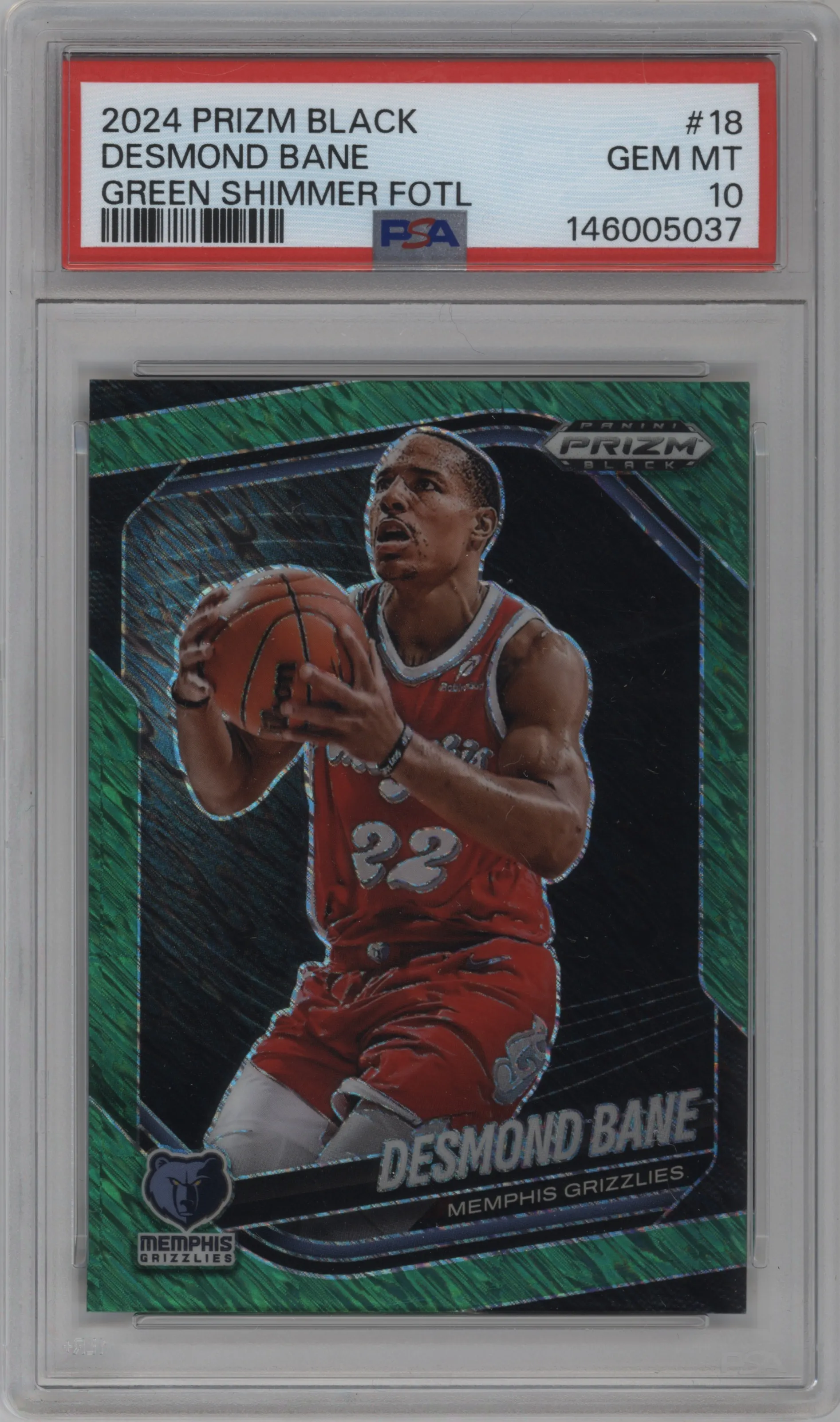 2024 Panini Prizm Black Desmond Bane Green Shimmer PSA 10