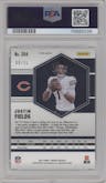 Justin Fields from the 2021 Panini Mosaic set featuring a No Huddle Blue parallel graded by PSA and given an overall grade of 10.