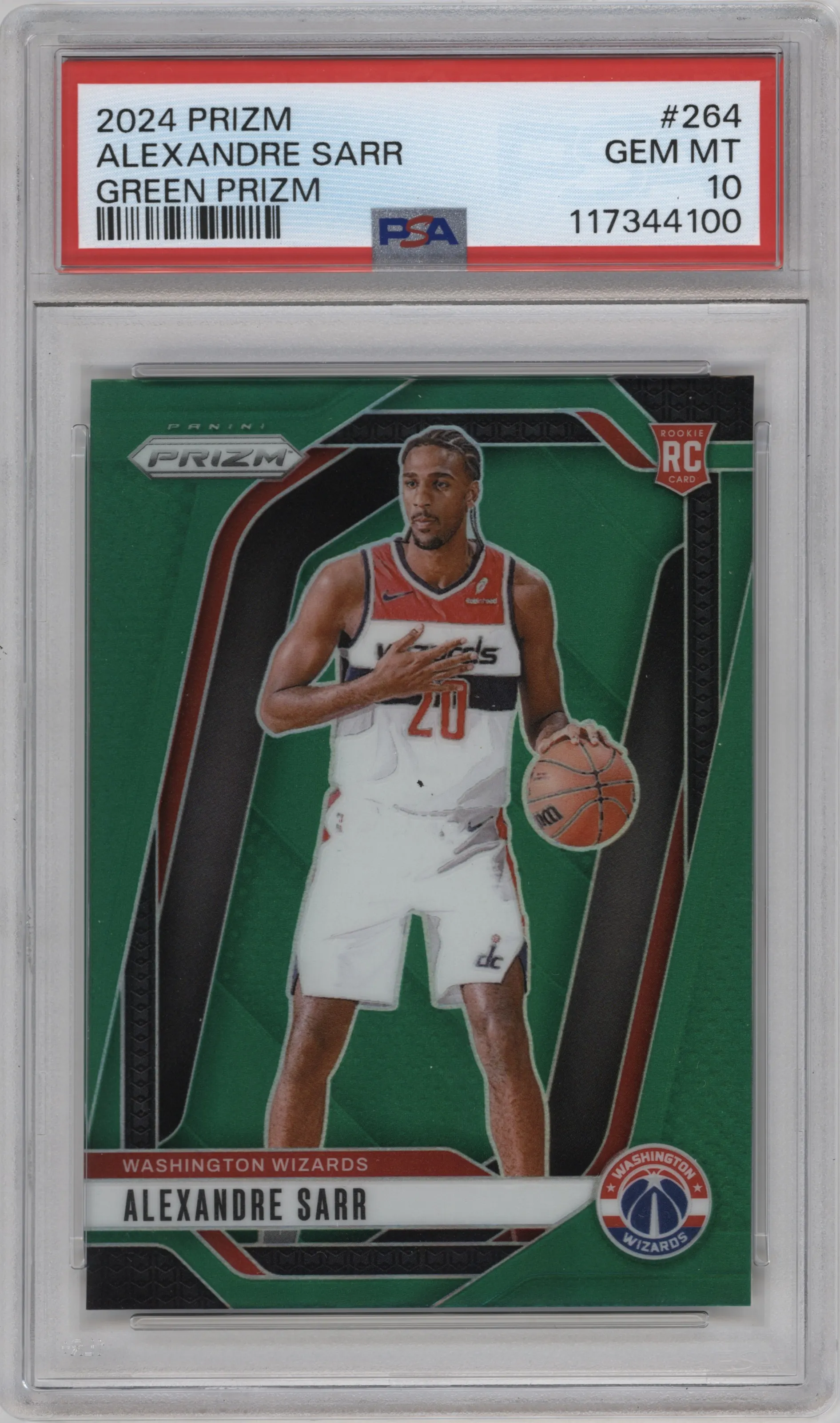 2024 Panini Prizm Alexandre Sarr Green Prizm #264 PSA 10