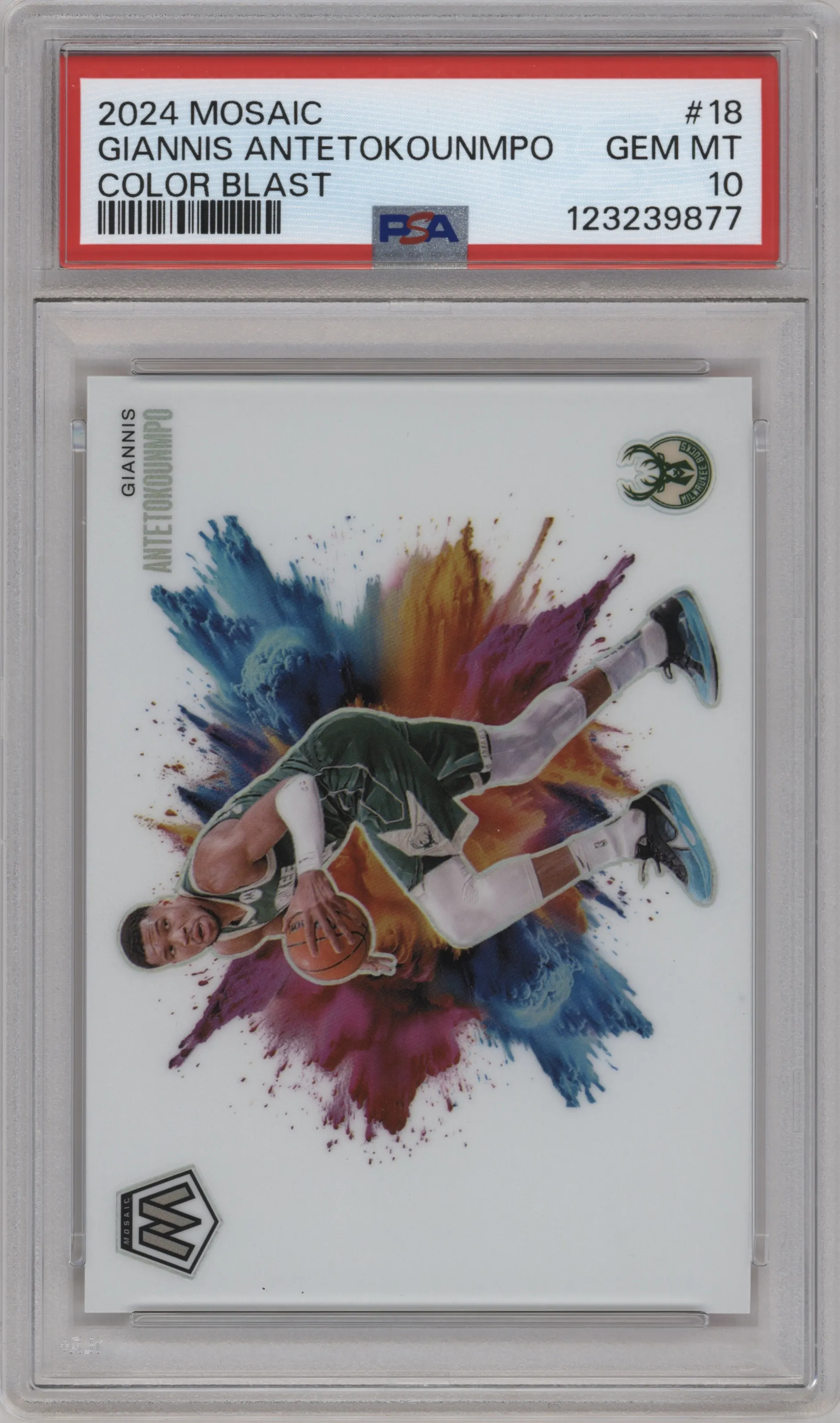 2024 Panini Mosaic Color Blast Giannis Antetokounmpo #18 PSA 10