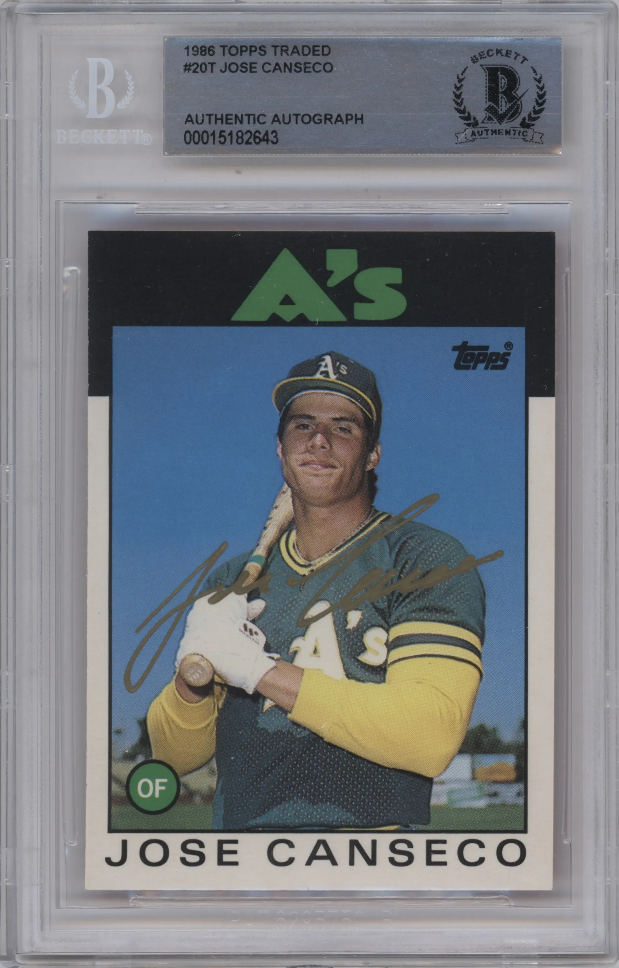 1986 Topps Traded Jose Canseco BGS AUTHENTIC BGS