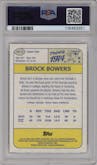 Brock Bowers from the 2024 Topps Chrome set featuring a Lazer Refractor parallel graded by PSA and given an overall grade of 10.
