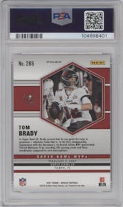Tom Brady from the 2021 Panini Mosaic set featuring a Pink Camo parallel graded by PSA and given an overall grade of 10.