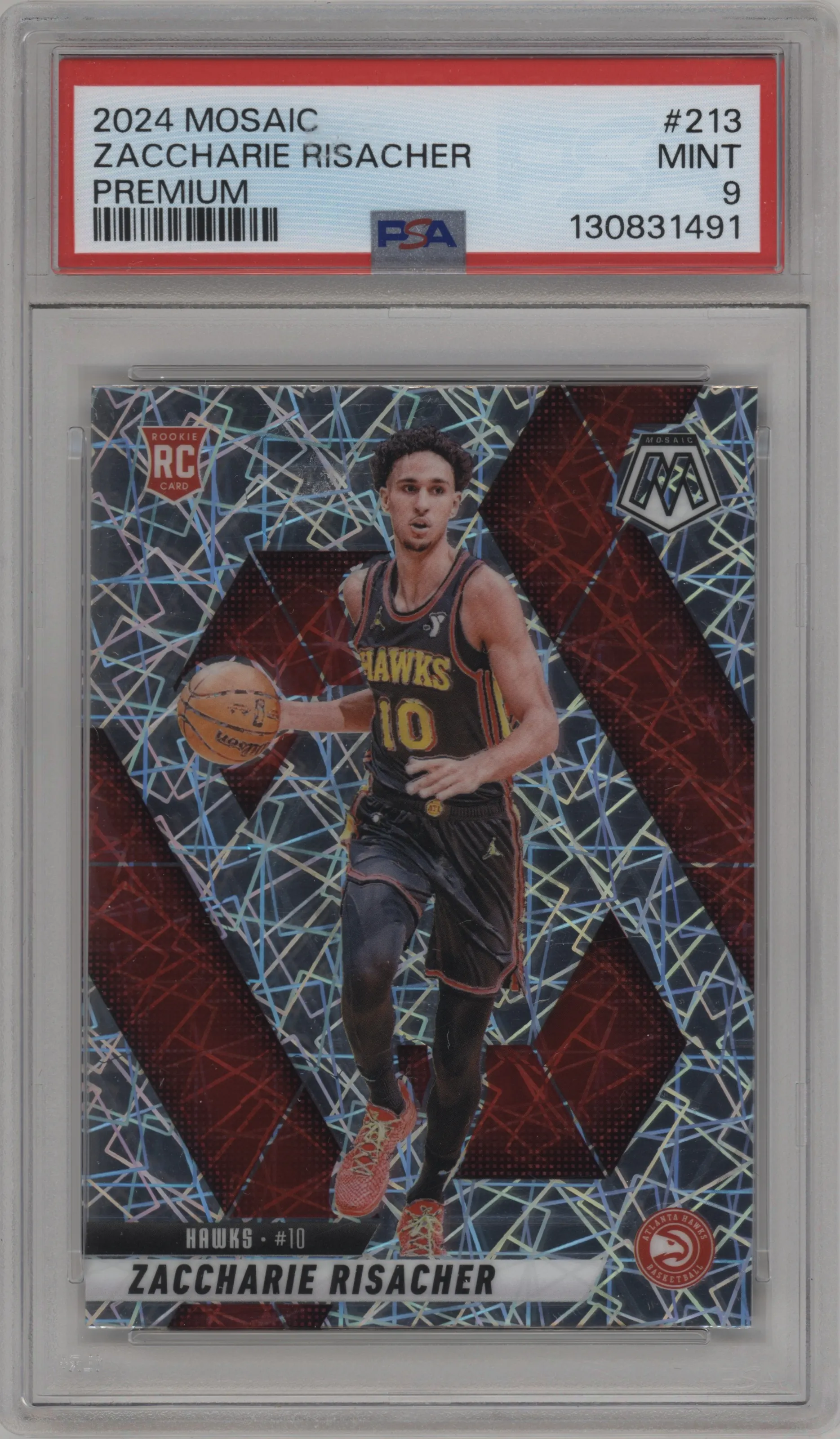 2024 Panini Mosaic Zaccharie Risacher Premium #213 PSA 9