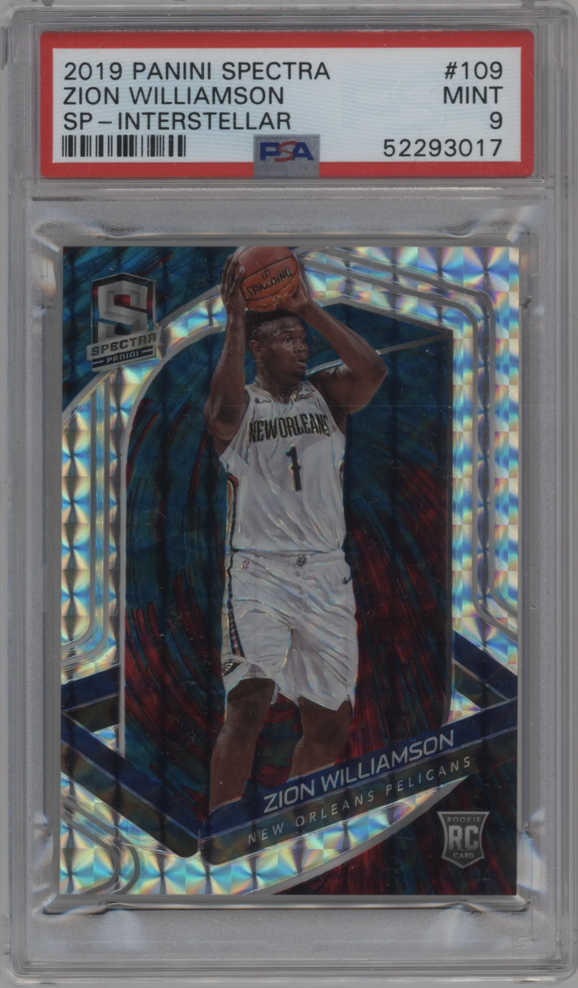 2019 Panini Spectra Variation Zion Williamson Interstellar PSA 9