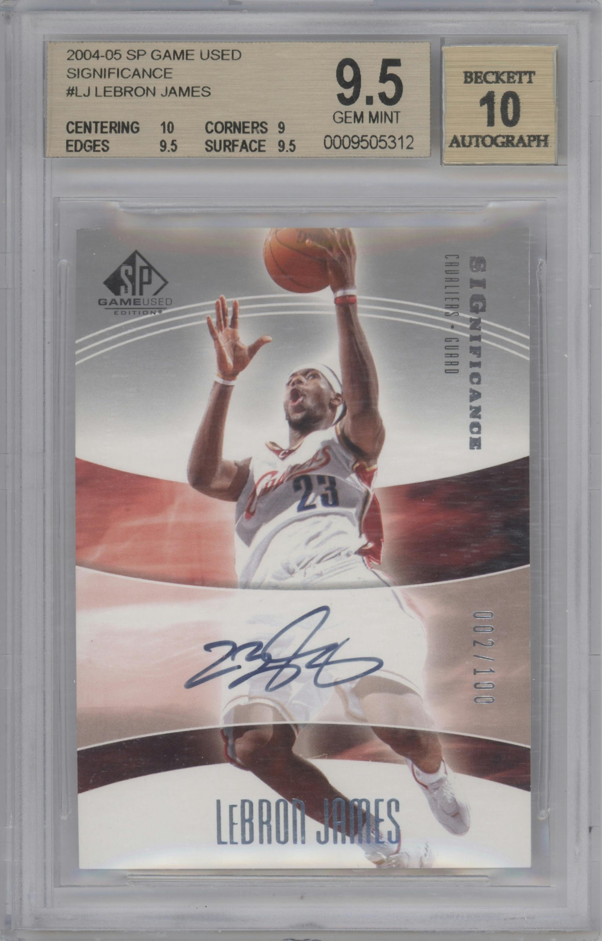 LeBron James  from the 2004-05 Upper Deck SP Game Used set graded by Beckett and given an overall grade of 9.5.