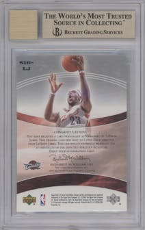 LeBron James  from the 2004-05 Upper Deck SP Game Used set graded by Beckett and given an overall grade of 9.5.