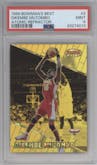Dikembe Mutombo from the 1999-00 Bowman's Best set featuring a Atomic Refractor parallel graded by PSA and given an overall grade of 9.