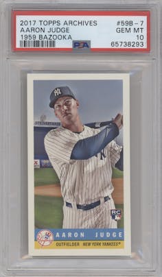Aaron Judge from the 2017 Topps Archives set graded by PSA and given an overall grade of 10.
