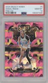 Angel Reese from the 2024 Panini Select WNBA set featuring a Pink Ice Prizm parallel graded by PSA and given an overall grade of 10.