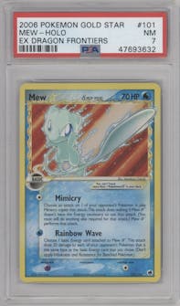 Mew Gold Star from the 2006 Pokemon EX set graded by PSA and given an overall grade of 7.