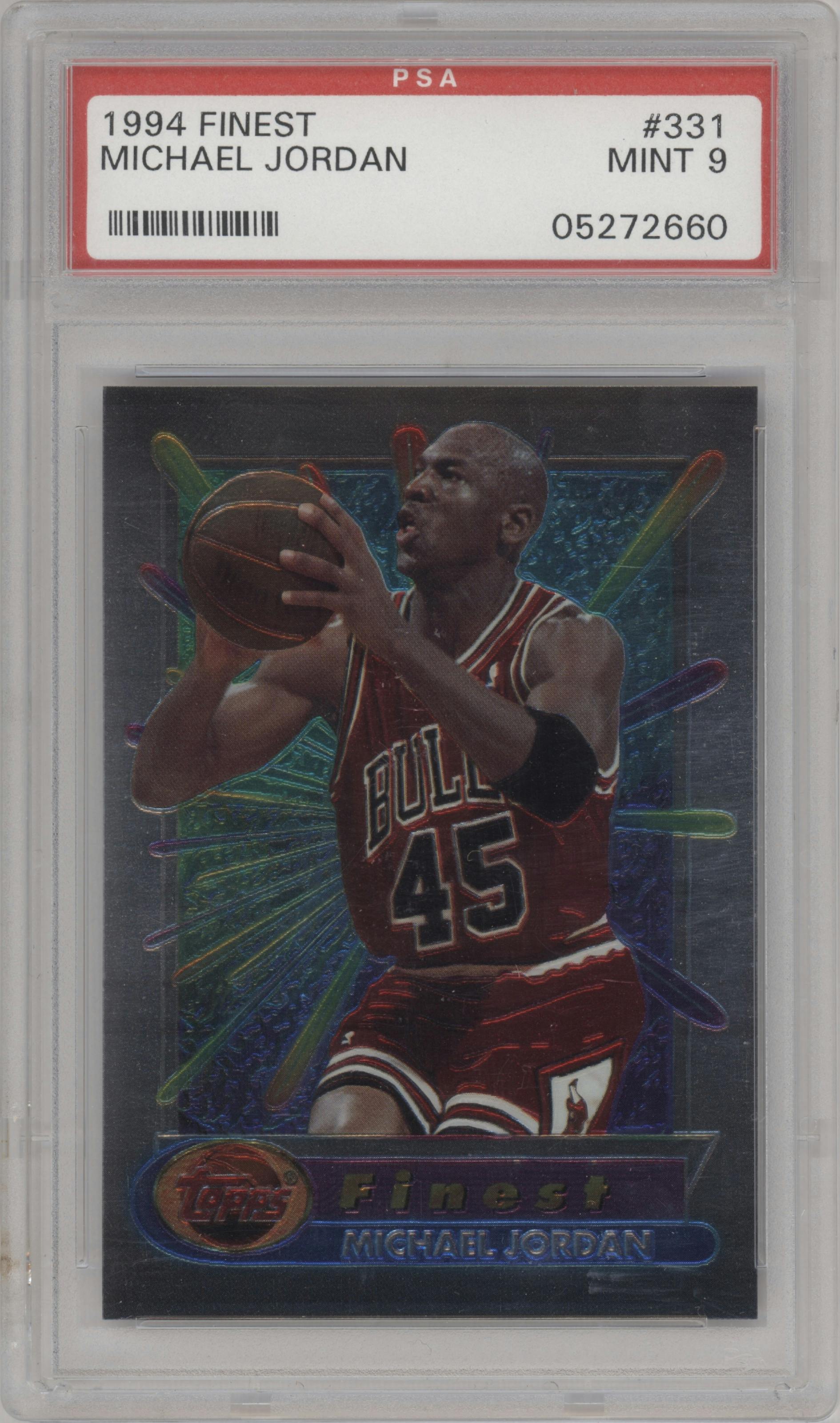 Michael Jordan from the 1994-95 Topps Finest  set graded by PSA and given an overall grade of 9.