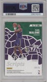 Karl Malone  from the 2019-20 Panini Mosaic  set featuring a Gold parallel graded by PSA and given an overall grade of 10.
