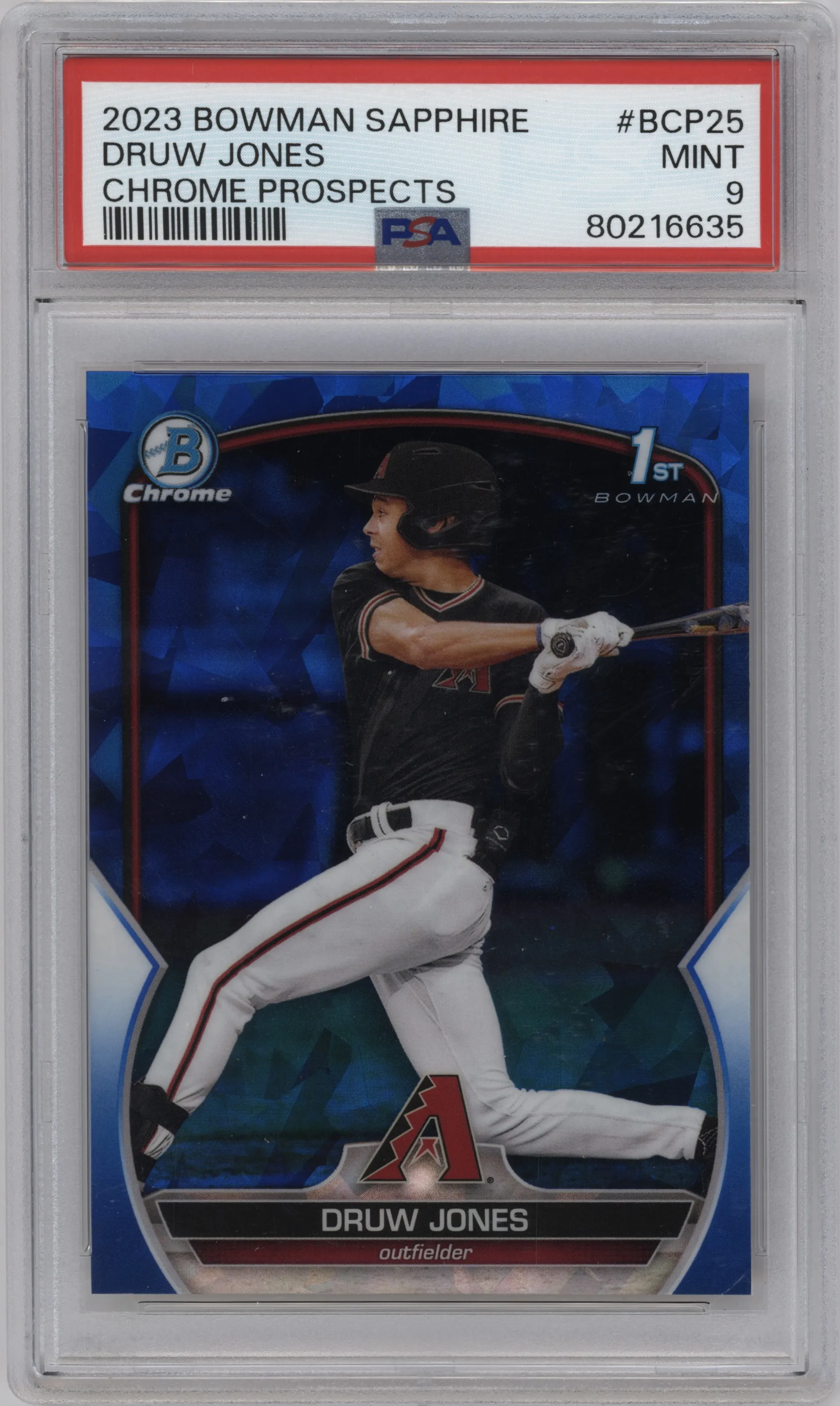 2023 Bowman Sapphire Edition Chr.Pros. Druw Jones PSA 9