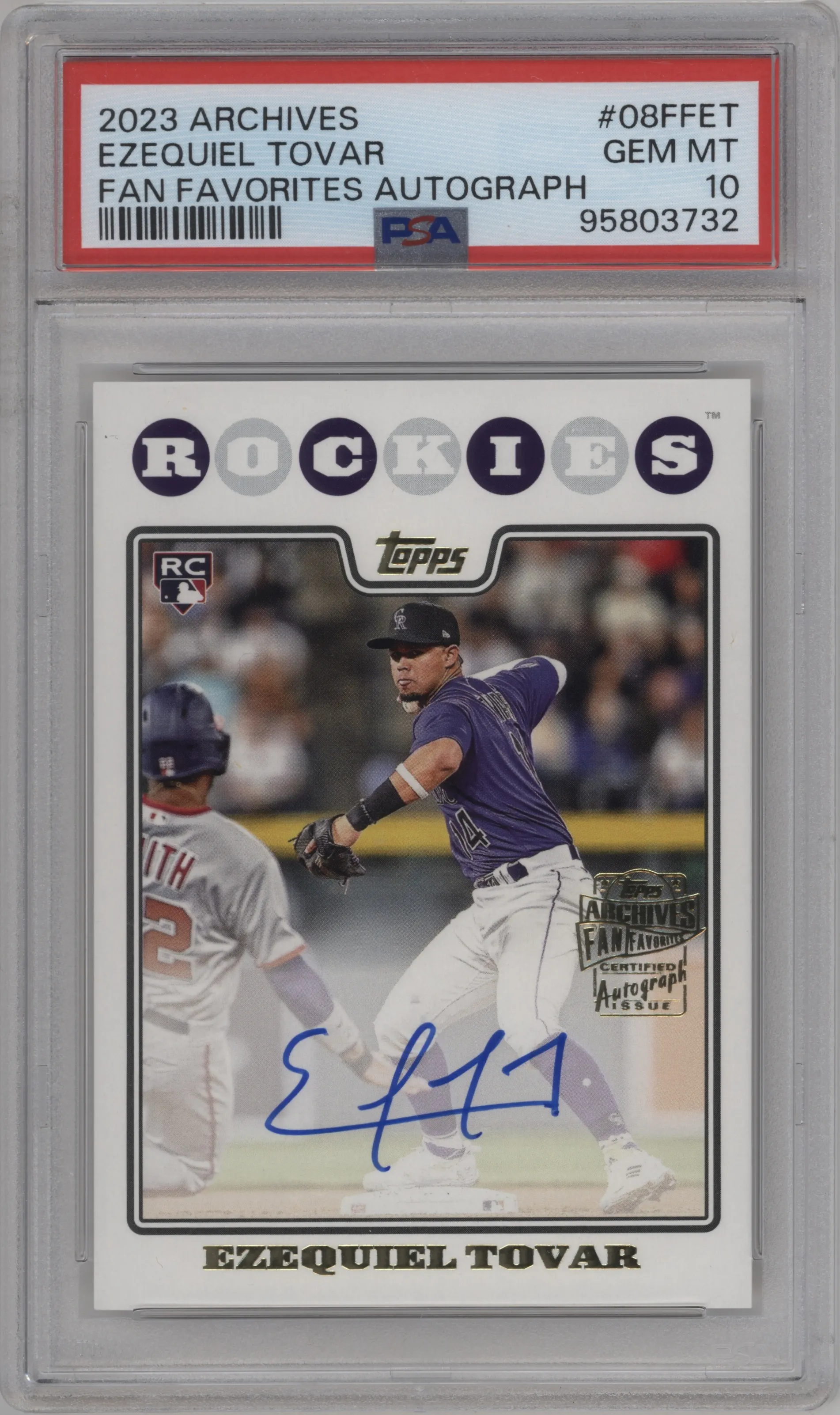 2023 Topps Archives Fan Favorites Auto Ezequiel Tovar #08FF-ET PSA 10