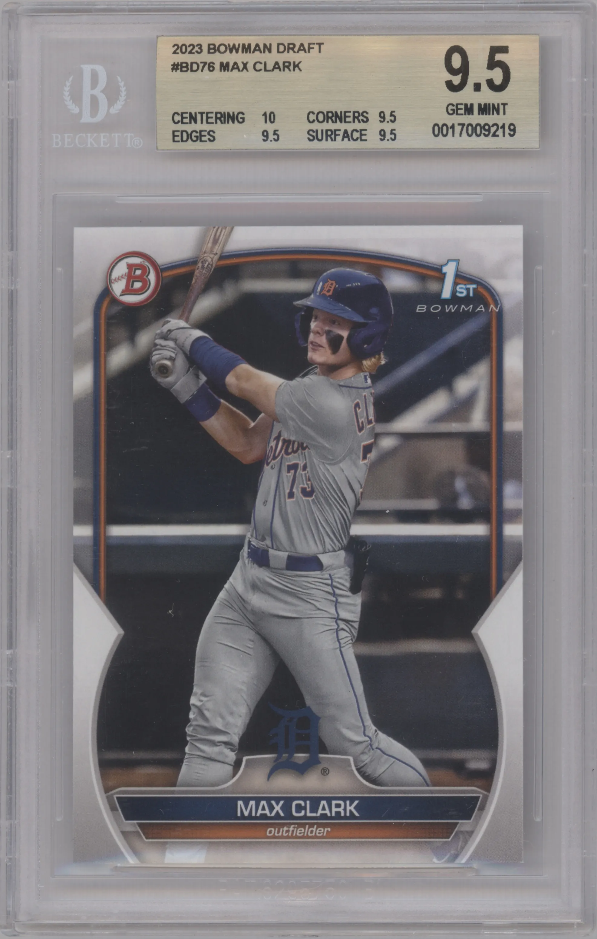 2023 Bowman Draft Max Clark #BD-76 BGS 9.5