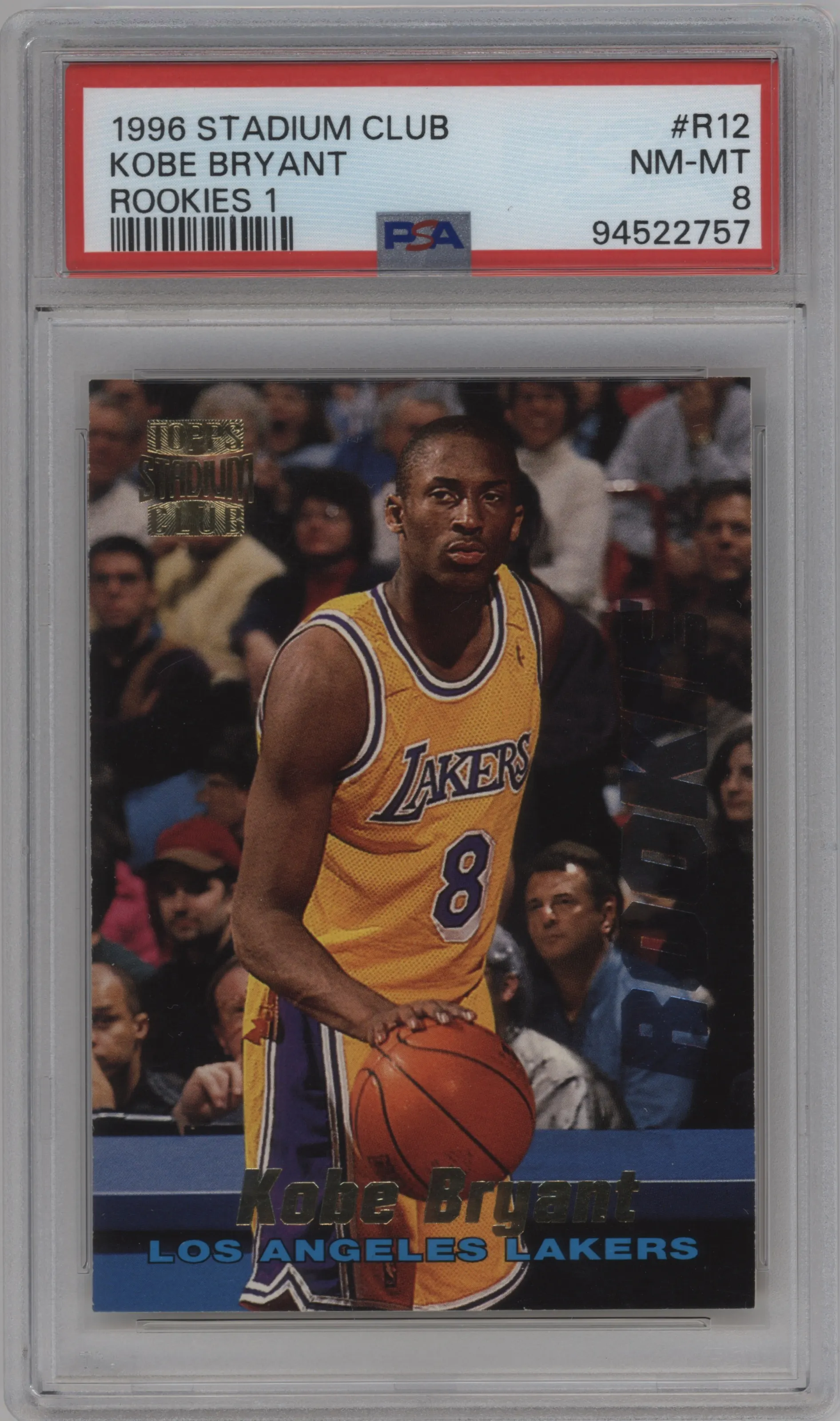 1996 Topps Stadium Club Rookie Kobe Bryant #R12 PSA 8