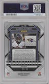 Lamar Jackson from the 2022 Panini Prizm set featuring a Blue Ice parallel graded by PSA and given an overall grade of 9.
