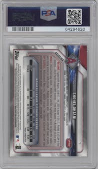 Shohei Ohtani from the 2018 Bowman Chrome set graded by PSA and given an overall grade of 9.
