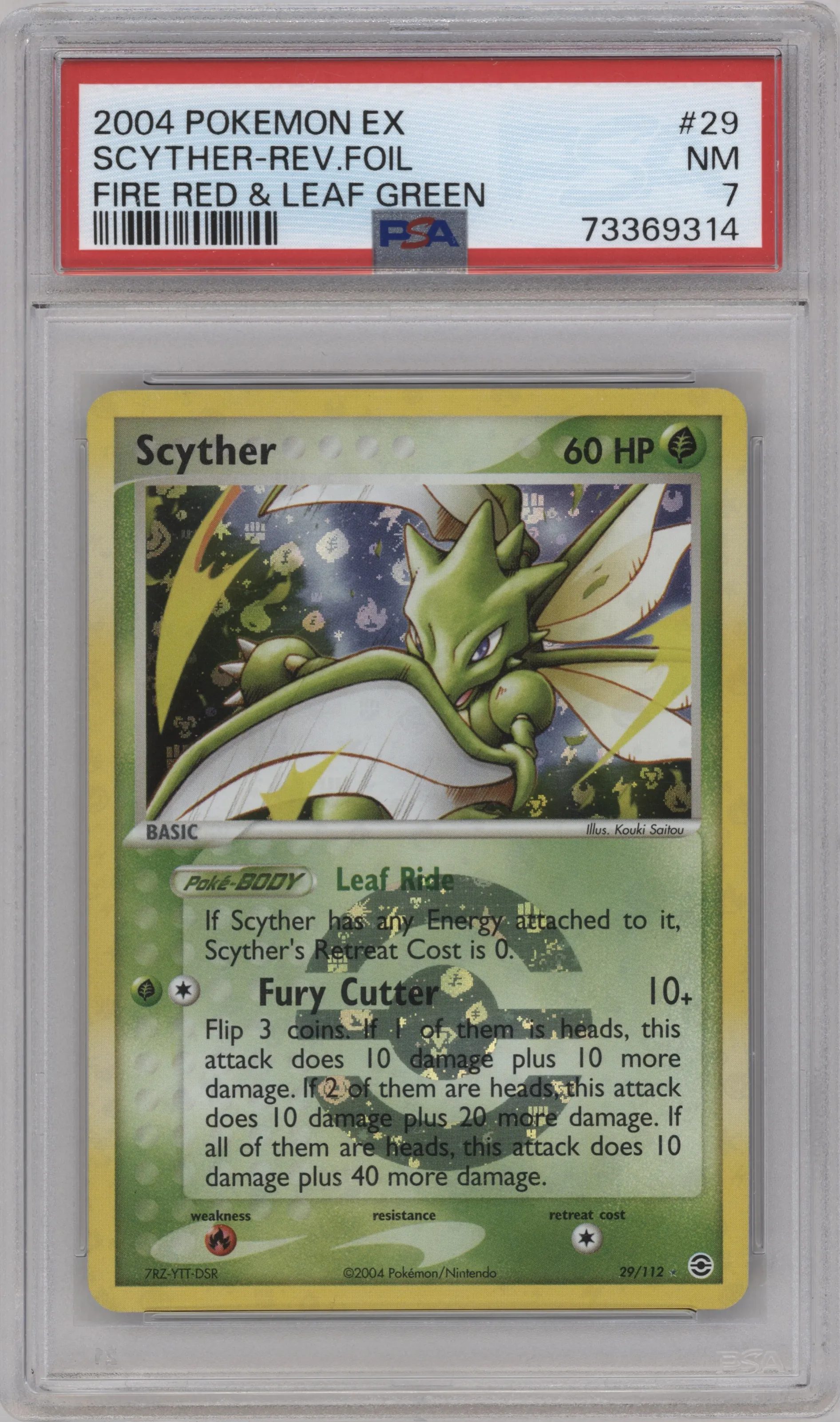 2004 Pokemon EX FR & LG Scyther #29 PSA 7