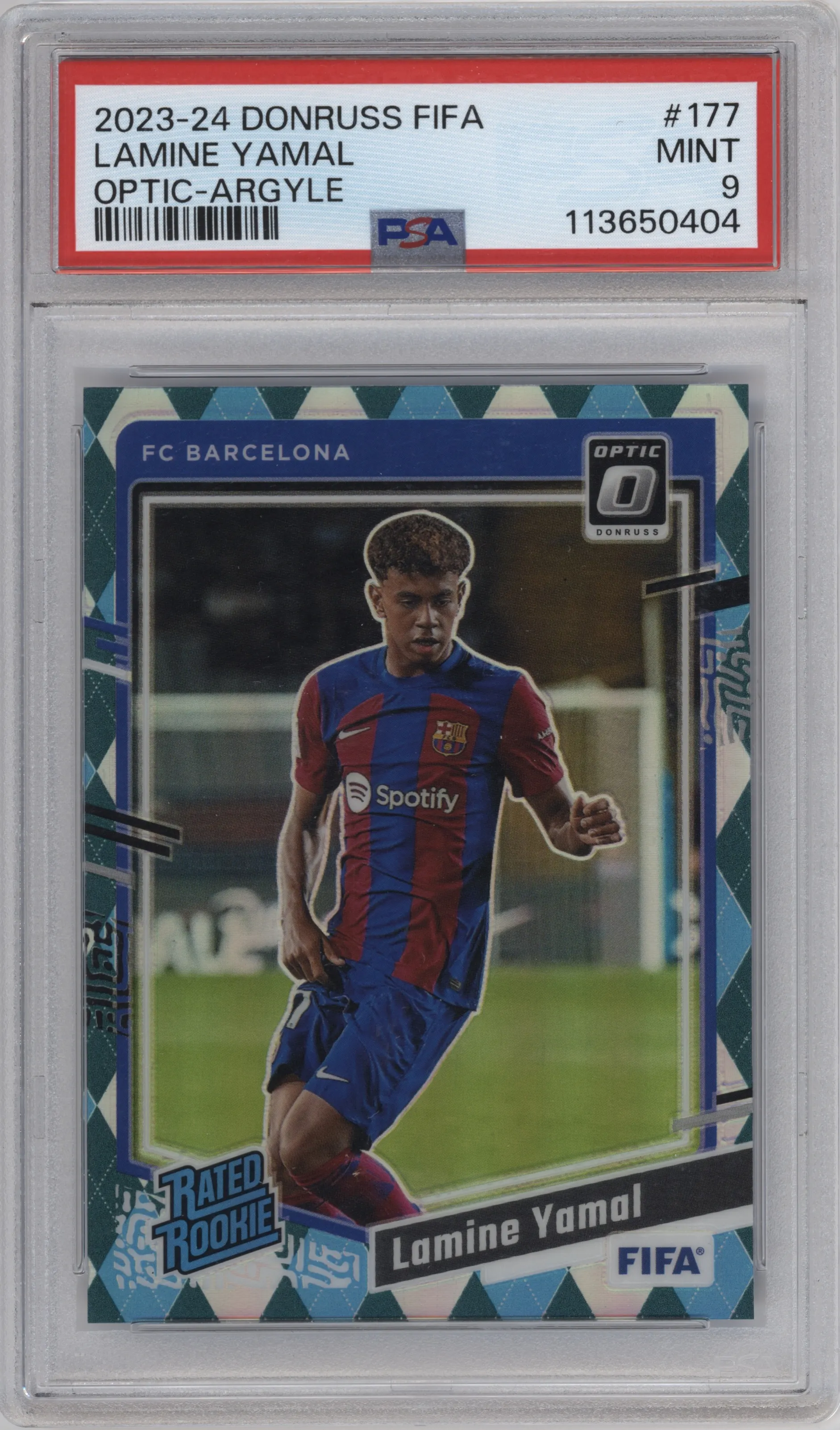 2023 Panini Donruss Opt.Rtd.Rke. Lamine Yamal Argyle PSA 9