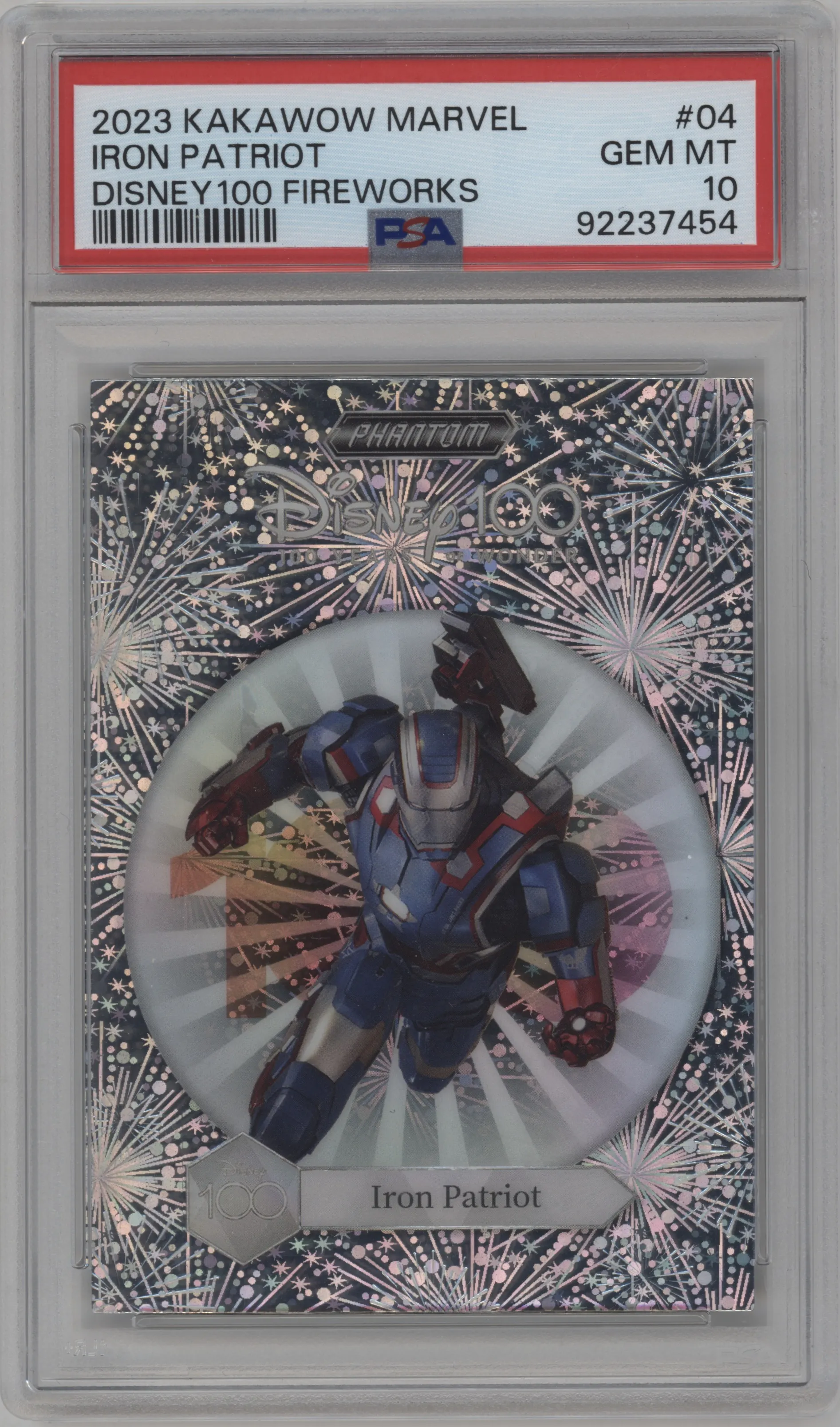 2023 Kakawow Phantom Disney 100 Marvel Fireworks Iron Patriot #PM-YH-04 PSA 10