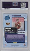 Jayden Daniels from the 2024 Donruss set graded by PSA and given an overall grade of 10.