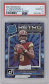 Jayden Daniels from the 2024 Donruss set graded by PSA and given an overall grade of 10.
