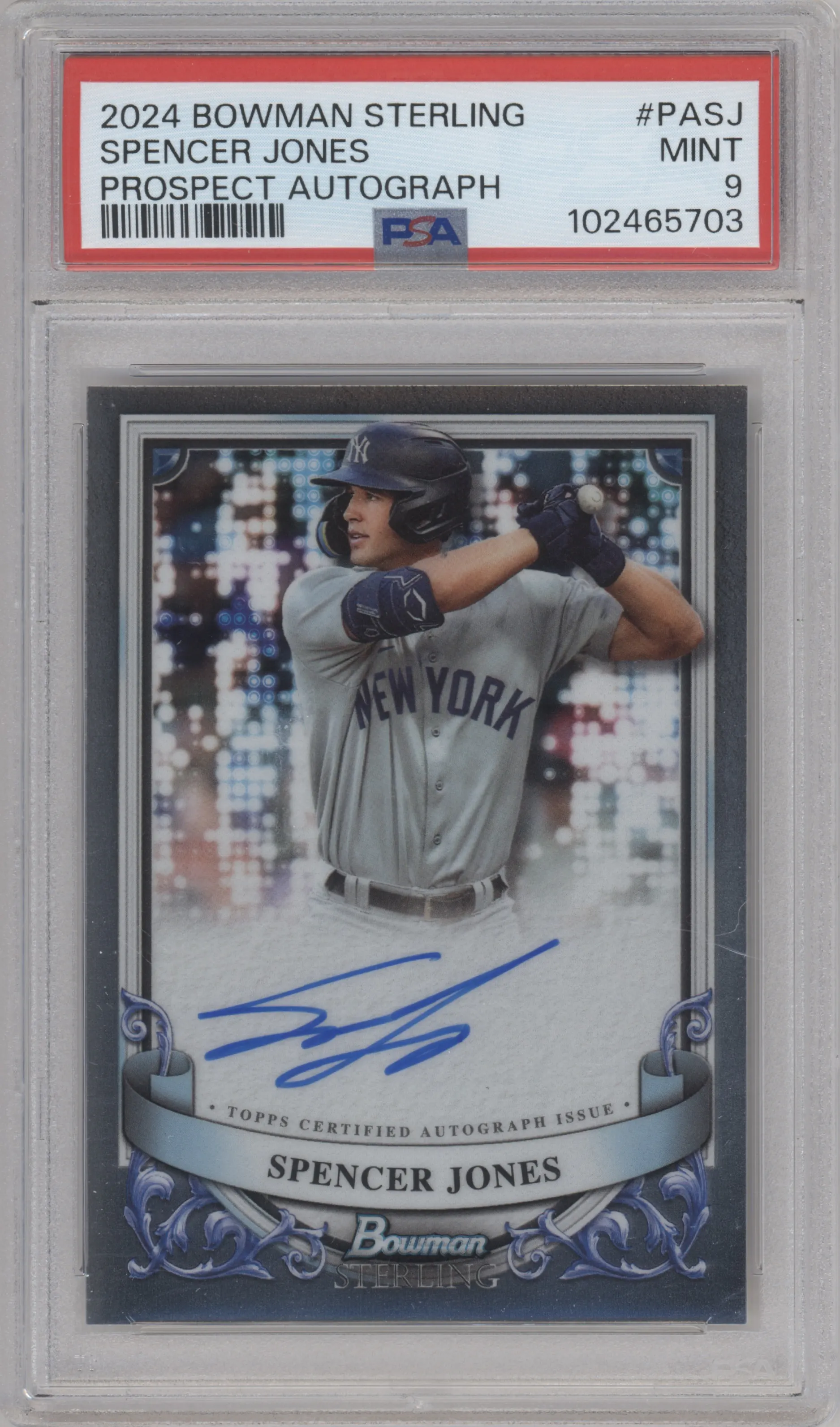 2024 Bowman Sterling Pros.Auto Spencer Jones #PA-SJ PSA 9