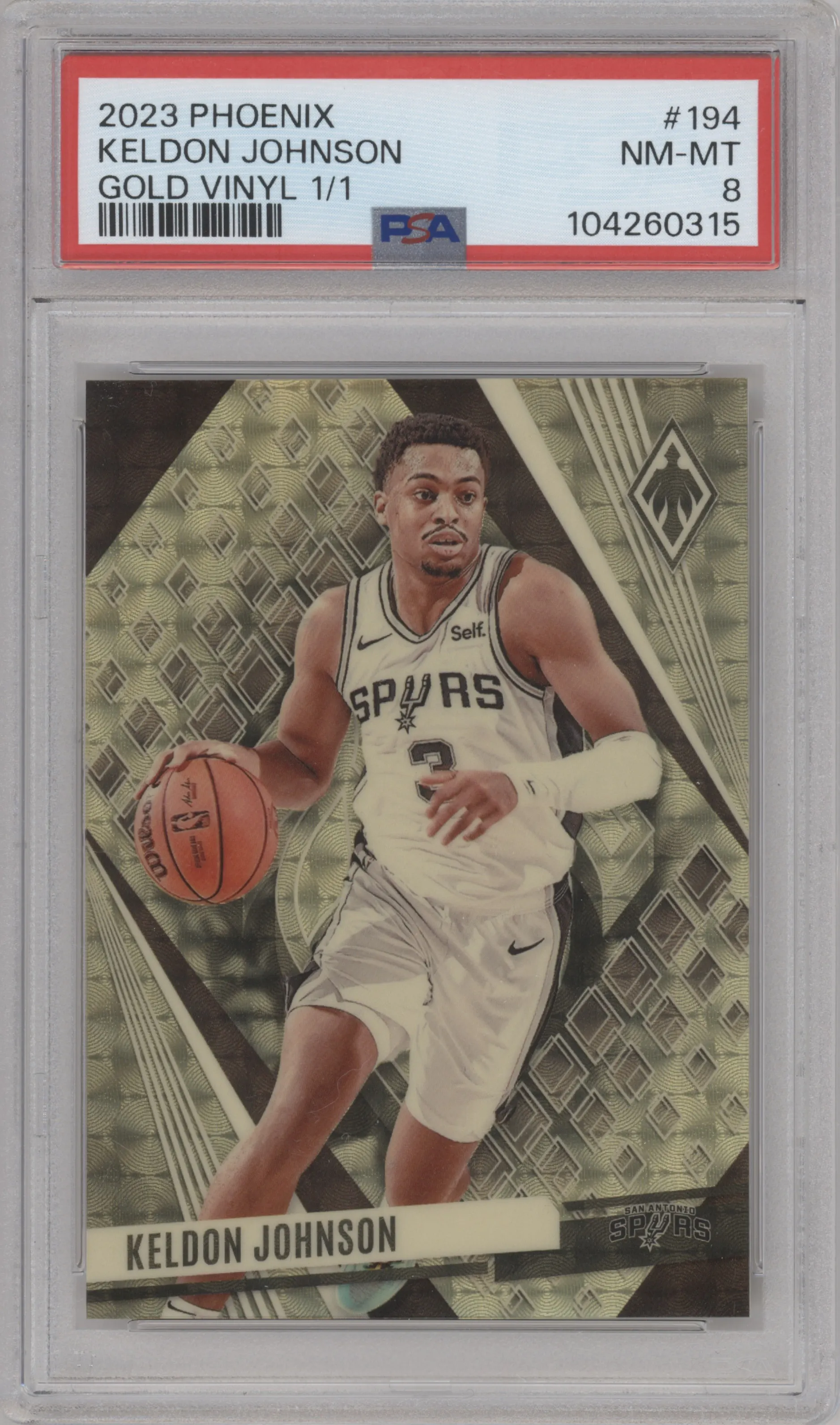 2023 Panini Phoenix Keldon Johnson Gold Vinyl #194 PSA 8
