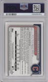 Travis Bazzana from the 2024 Bowman Draft set featuring a Purple Refractor parallel graded by PSA and given an overall grade of 10.