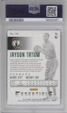 Jayson Tatum from the 2017-18 Panini Essentials set featuring a Orange parallel graded by PSA and given an overall grade of 10.