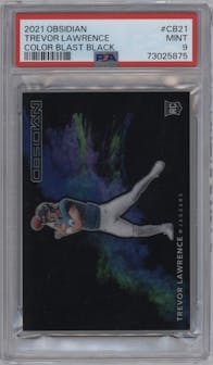 Trevor Lawrence from the 2021 Panini Obsidian set graded by PSA and given an overall grade of 9.
