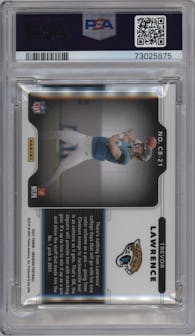 Trevor Lawrence from the 2021 Panini Obsidian set graded by PSA and given an overall grade of 9.