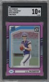 J.J. McCarthy from the 2024 Donruss set featuring a Pink parallel graded by SGC and given an overall grade of 10.