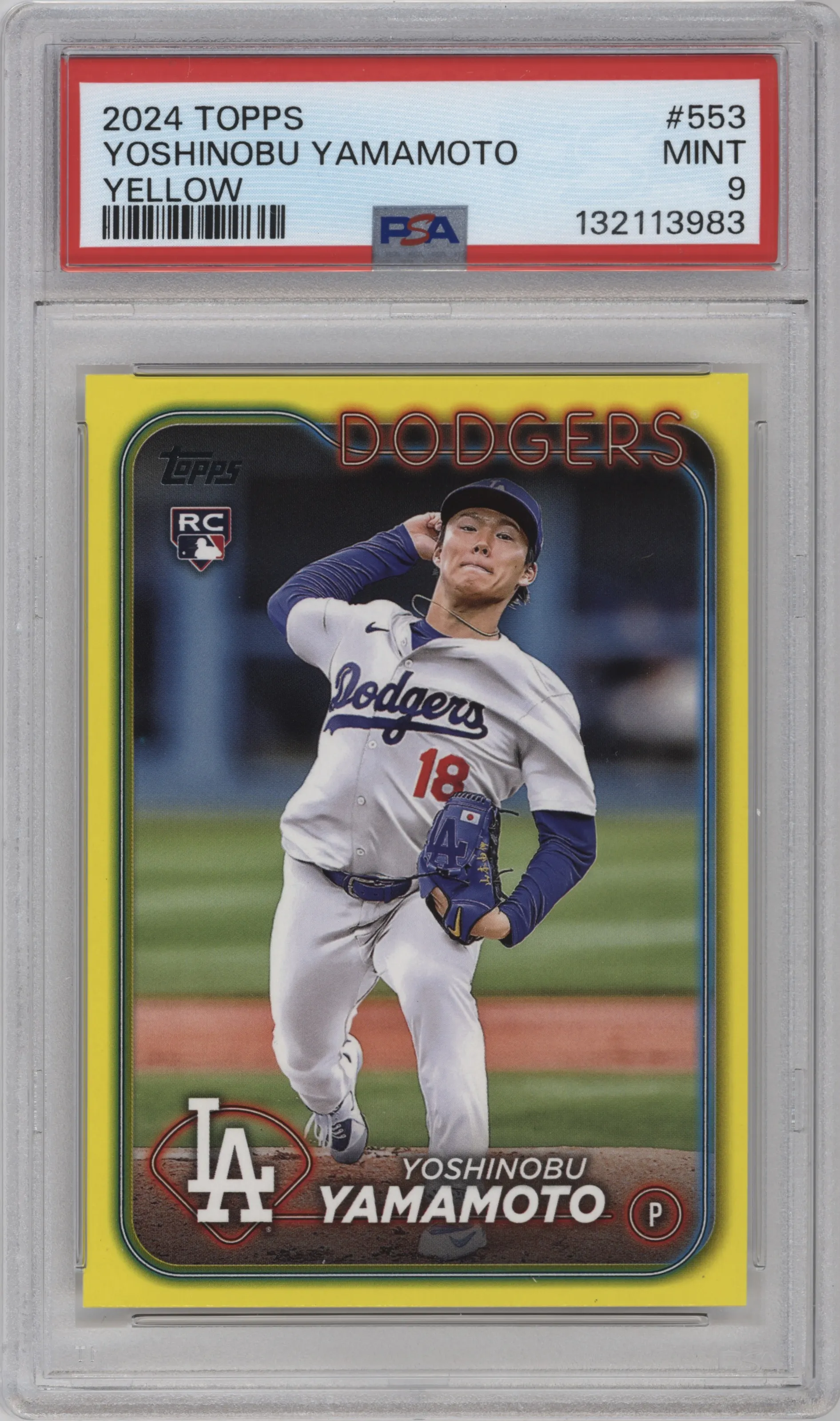 2024 Topps Yoshinobu Yamamoto Yellow #553 PSA 9