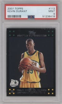 Kevin Durant from the 2007-08 Topps set graded by PSA and given an overall grade of 9.