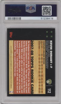 Kevin Durant from the 2007-08 Topps set graded by PSA and given an overall grade of 9.