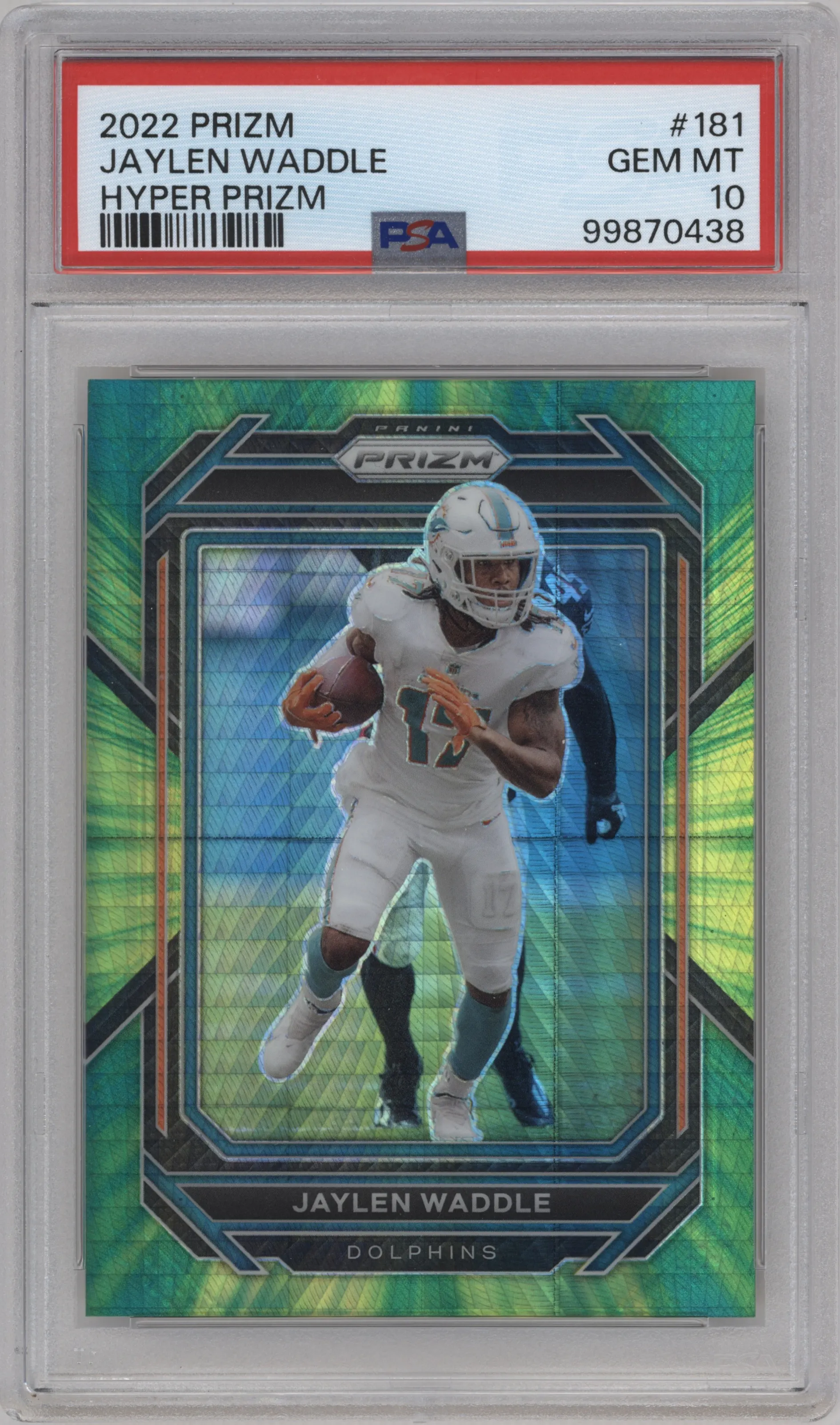 2022 Panini Prizm Jaylen Waddle Hyper #181 PSA 10