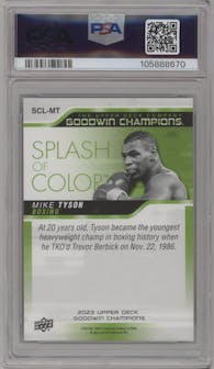 Mike Tyson from the 2023 Upper Deck Goodwin Champions set graded by PSA and given an overall grade of 9.