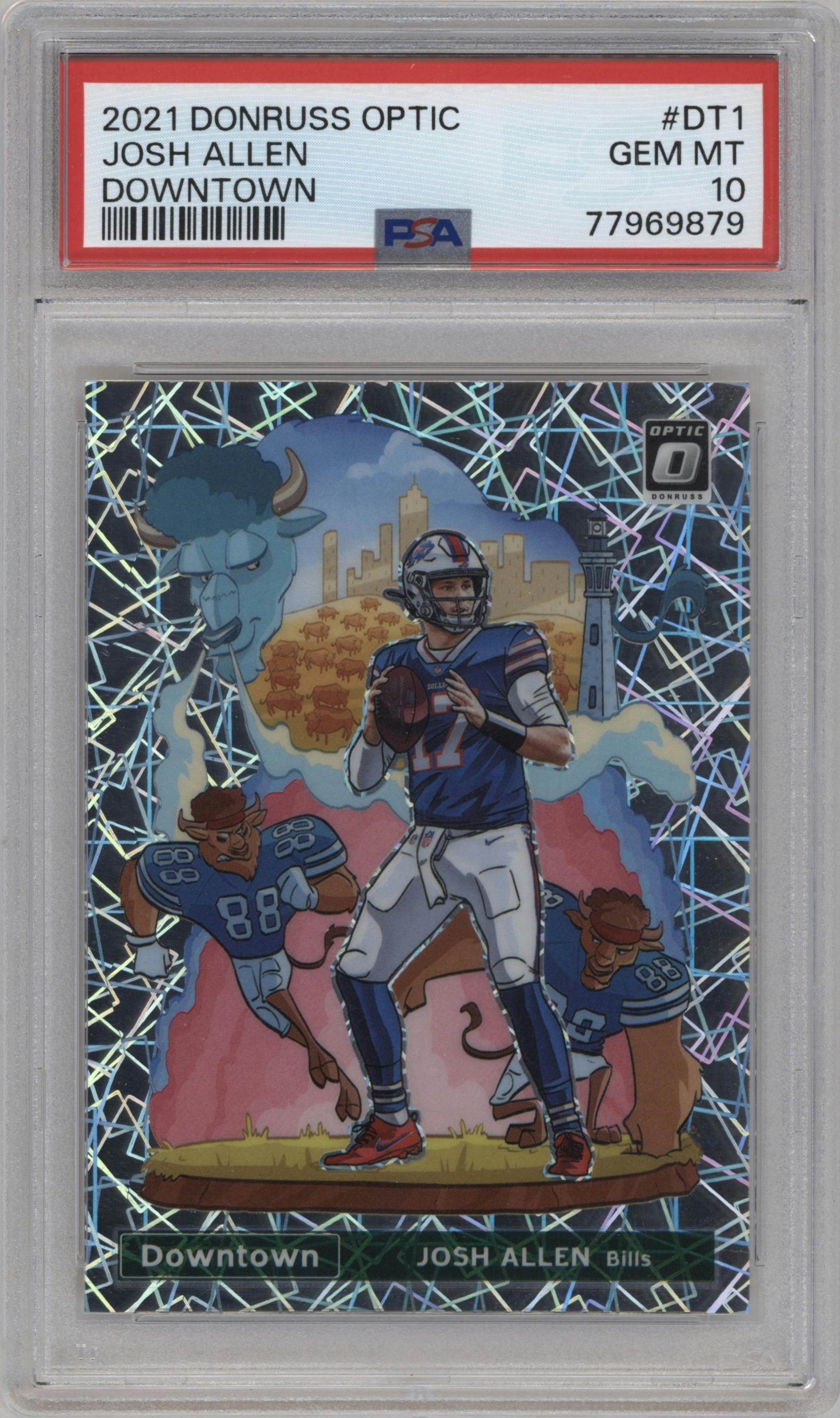 Josh Allen from the 2021 Panini Donruss Optic set graded by PSA and given an overall grade of 10.