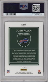 Josh Allen from the 2021 Panini Donruss Optic set graded by PSA and given an overall grade of 10.